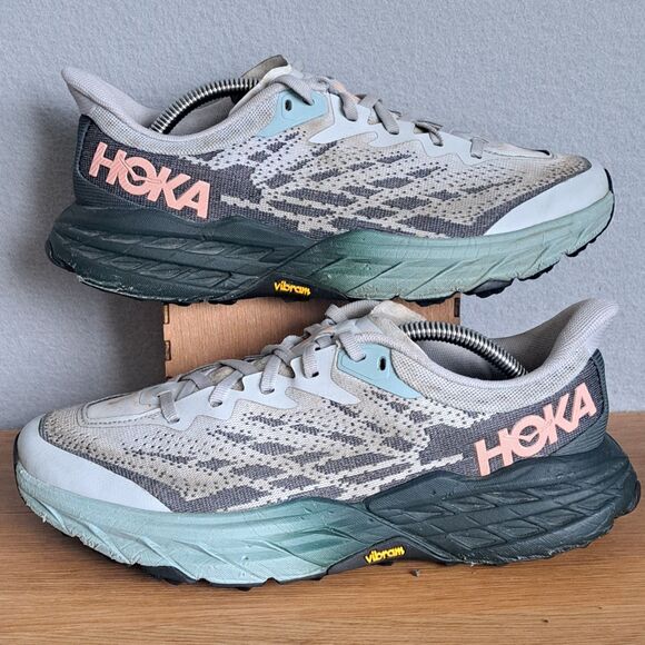 Hoka Speedgoat 5 Womens 8 Gray Trail Running Sneakers Breathable - Picture 4 of 14